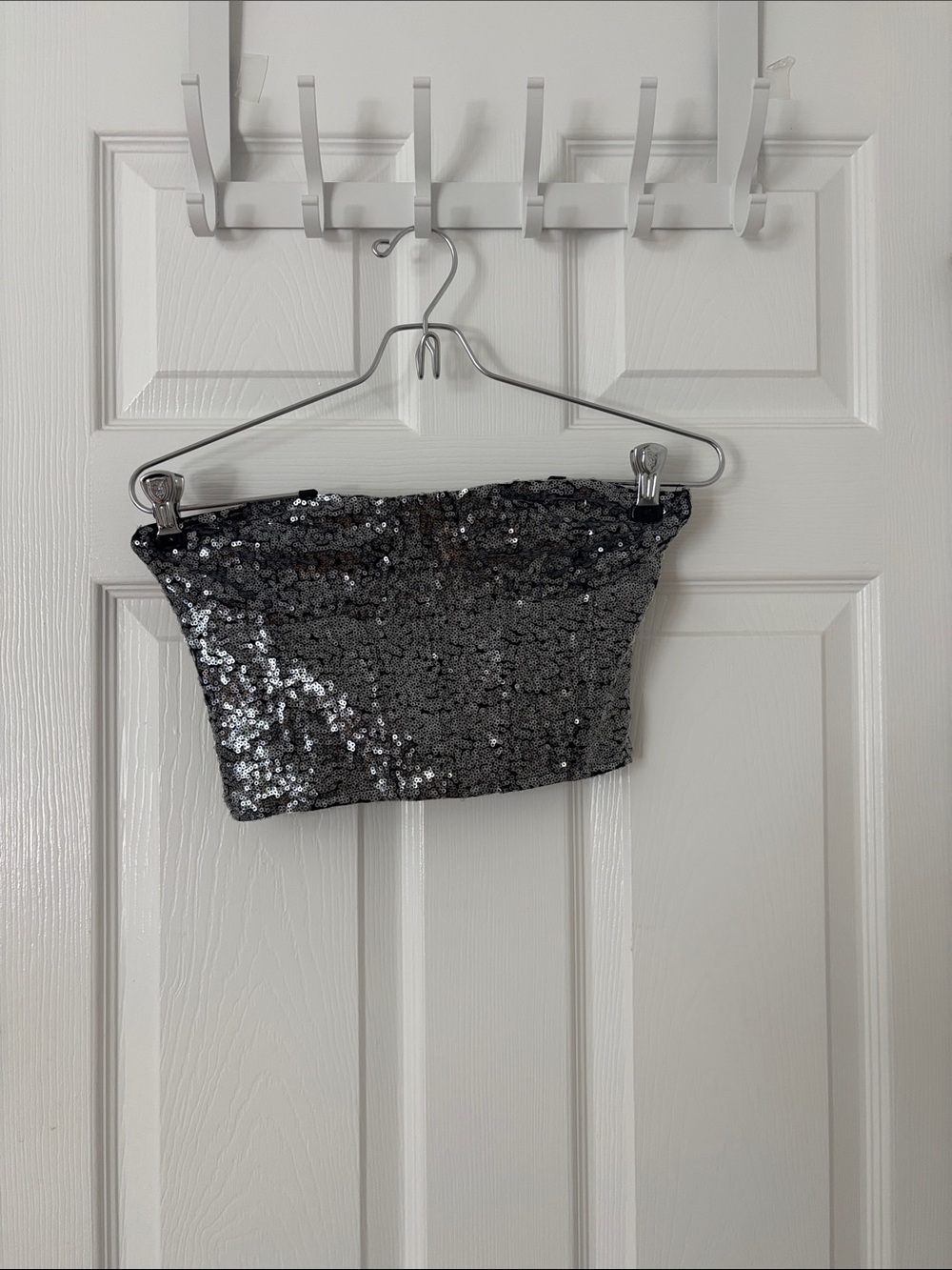 Forever 21 Silver Sequin Bandeau Top